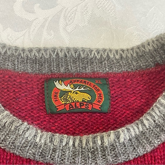 Vintage Alps Men’s Sweater Size XL Wool Blend Red/blue Speckled Colors Crewne - Picture 4 of 8